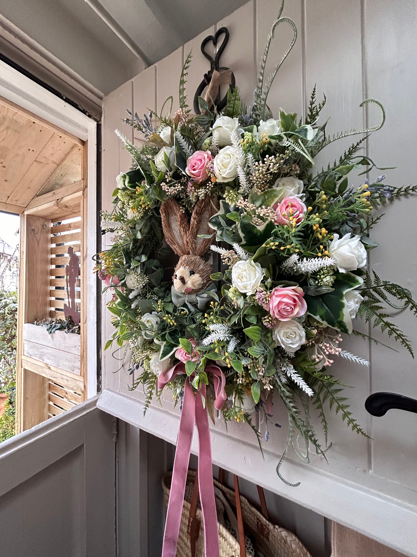 “BUNNY” natural faux wreath (FREE P&P (limited stock)delivery late Jan-feb