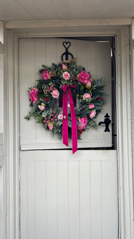 “LADY IN PINK” SYLVIA Christmas wreath (FREE P&P)