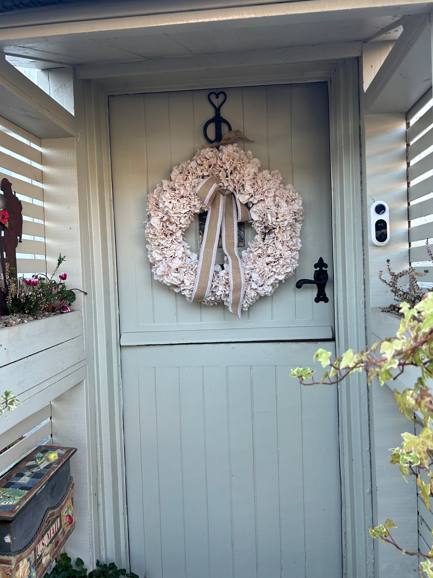 Rustic dry touch hyrange faux wreath