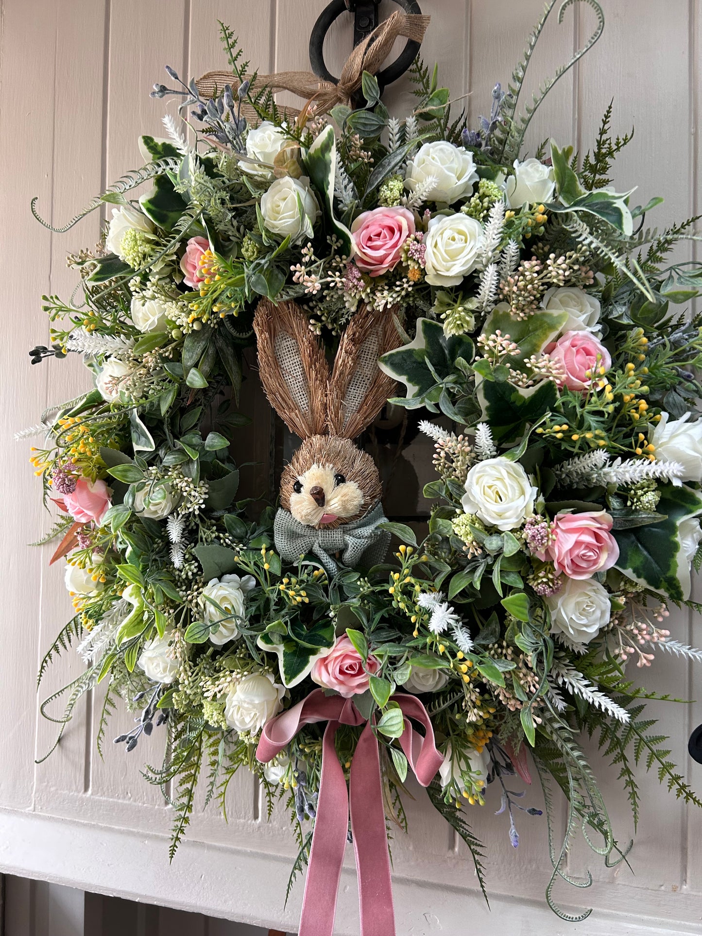 “BUNNY” natural faux wreath (FREE P&P (limited stock)delivery late Jan-feb