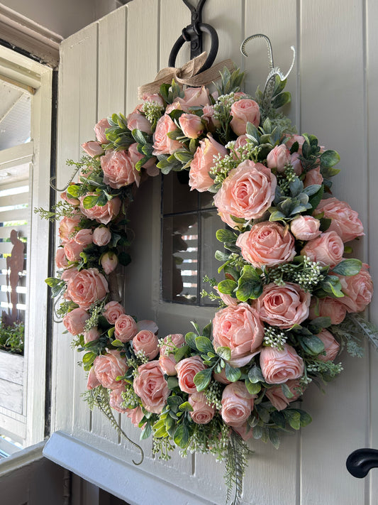 “POLLY” rose artificial wreath (FREE P&P)