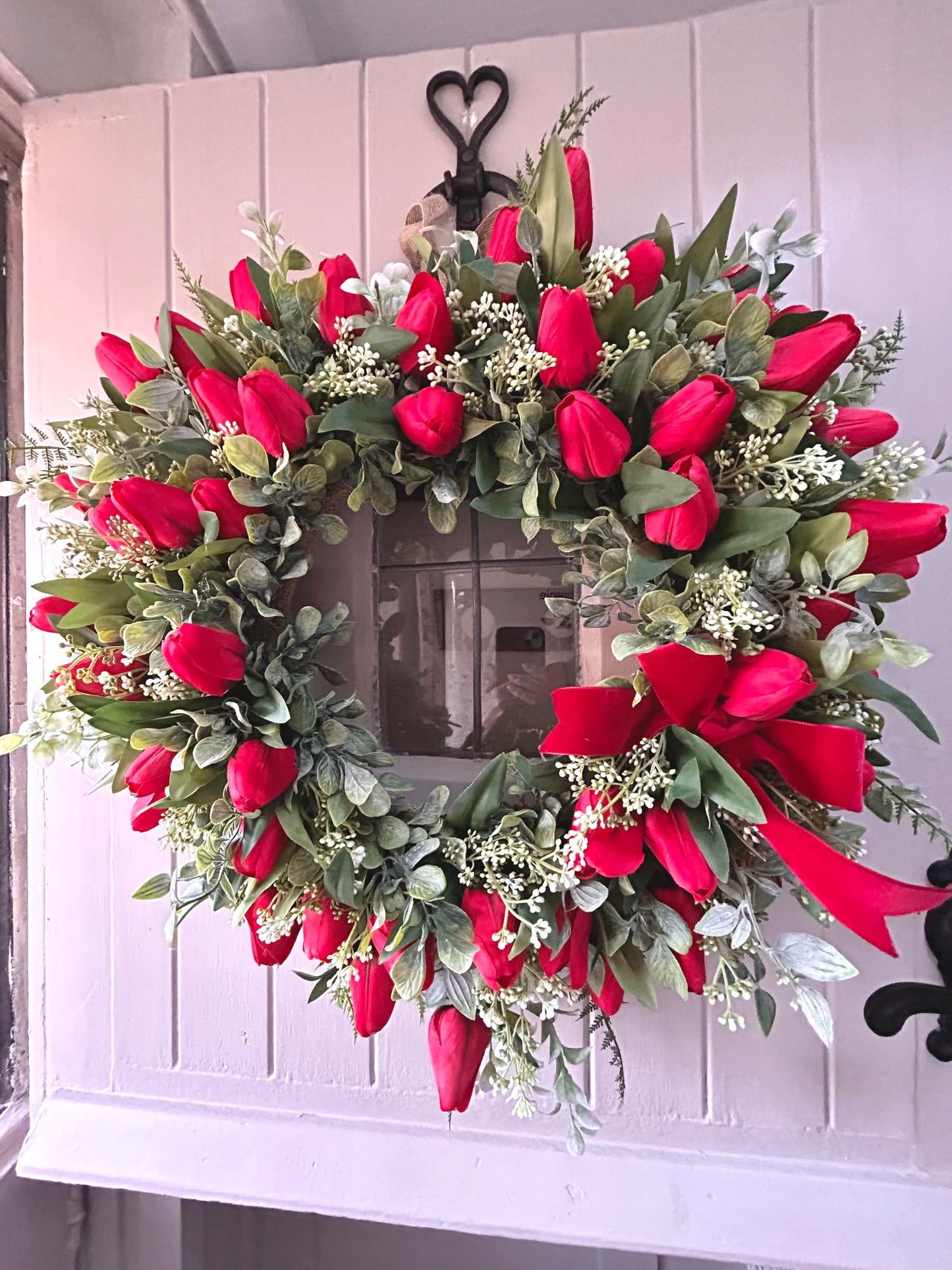 “GRACIE” red faux wreath (FREE P&P