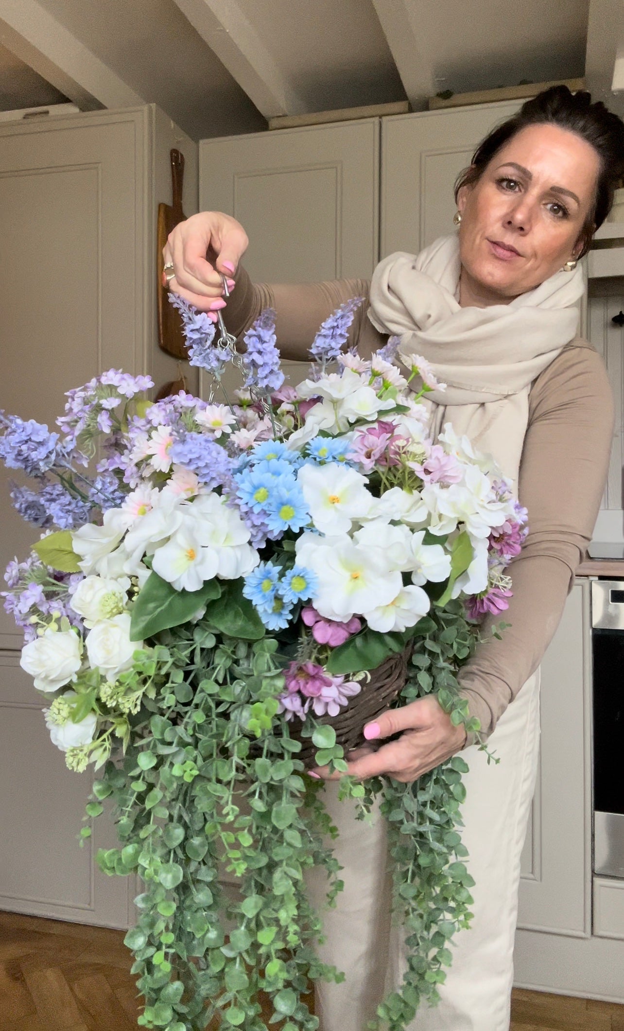 artificial hanging flower plants “ELLIE” Luxury artificial hanging basket (FREE P&P) low stock