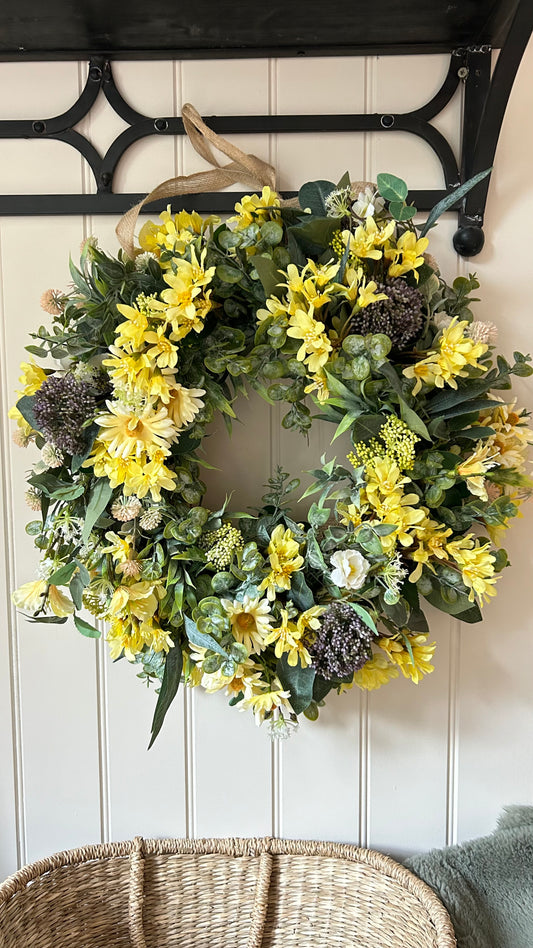 Spring yellow artificial wreath (FREE P&P)