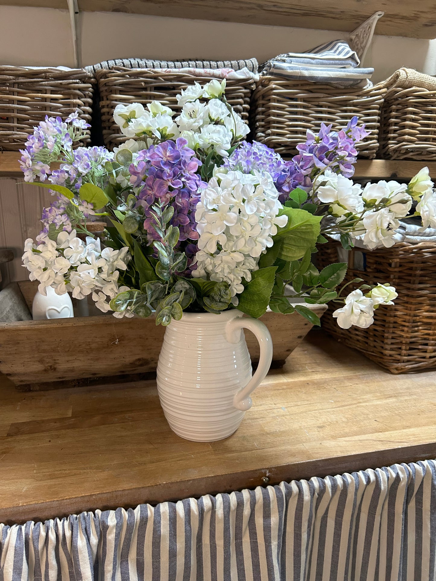 Rustic l Spring summer bouquet with jug vase & free P&P