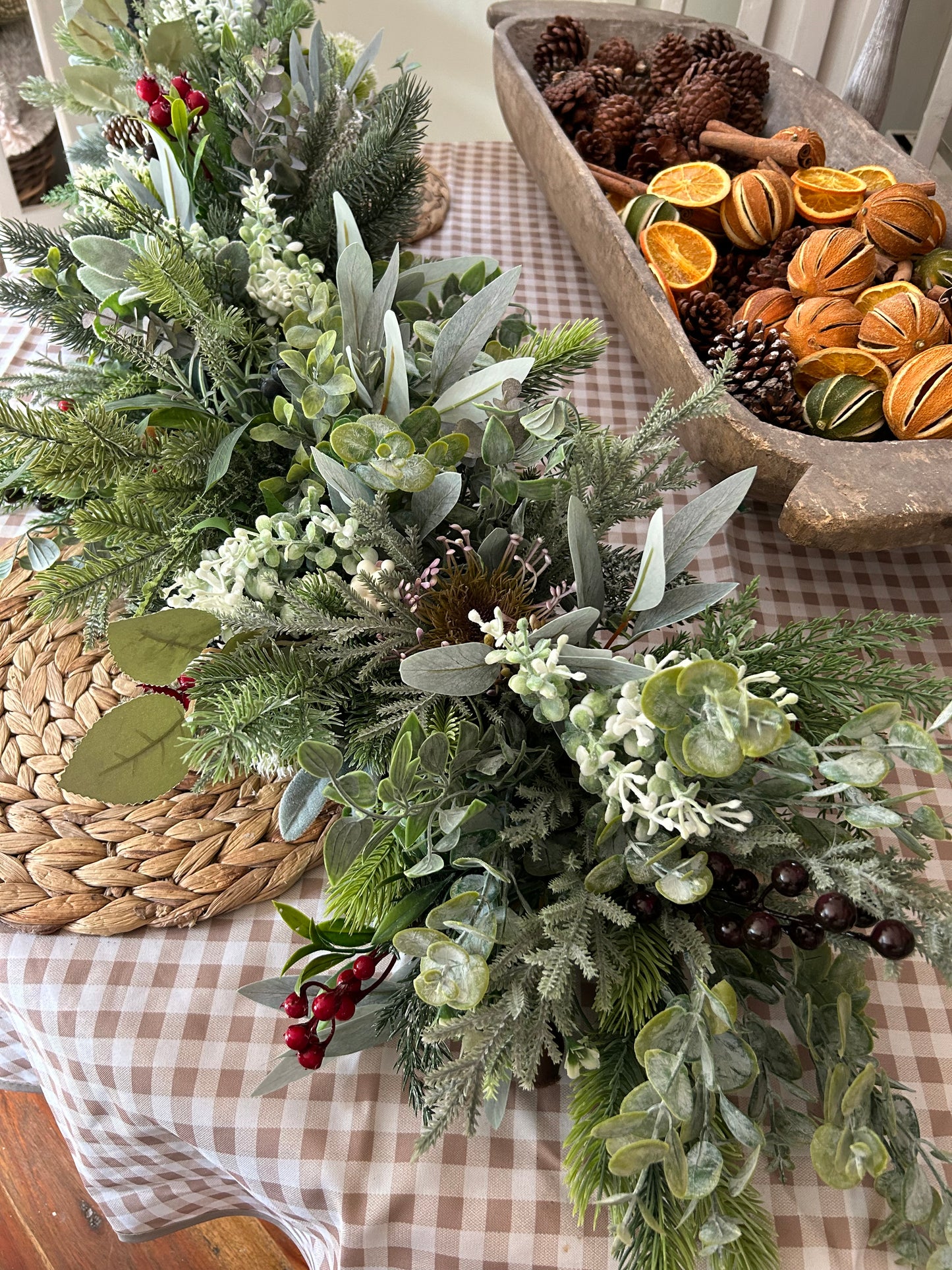 “FARMHOUSE RUSTIC” Christmas garland (FREE P&P)