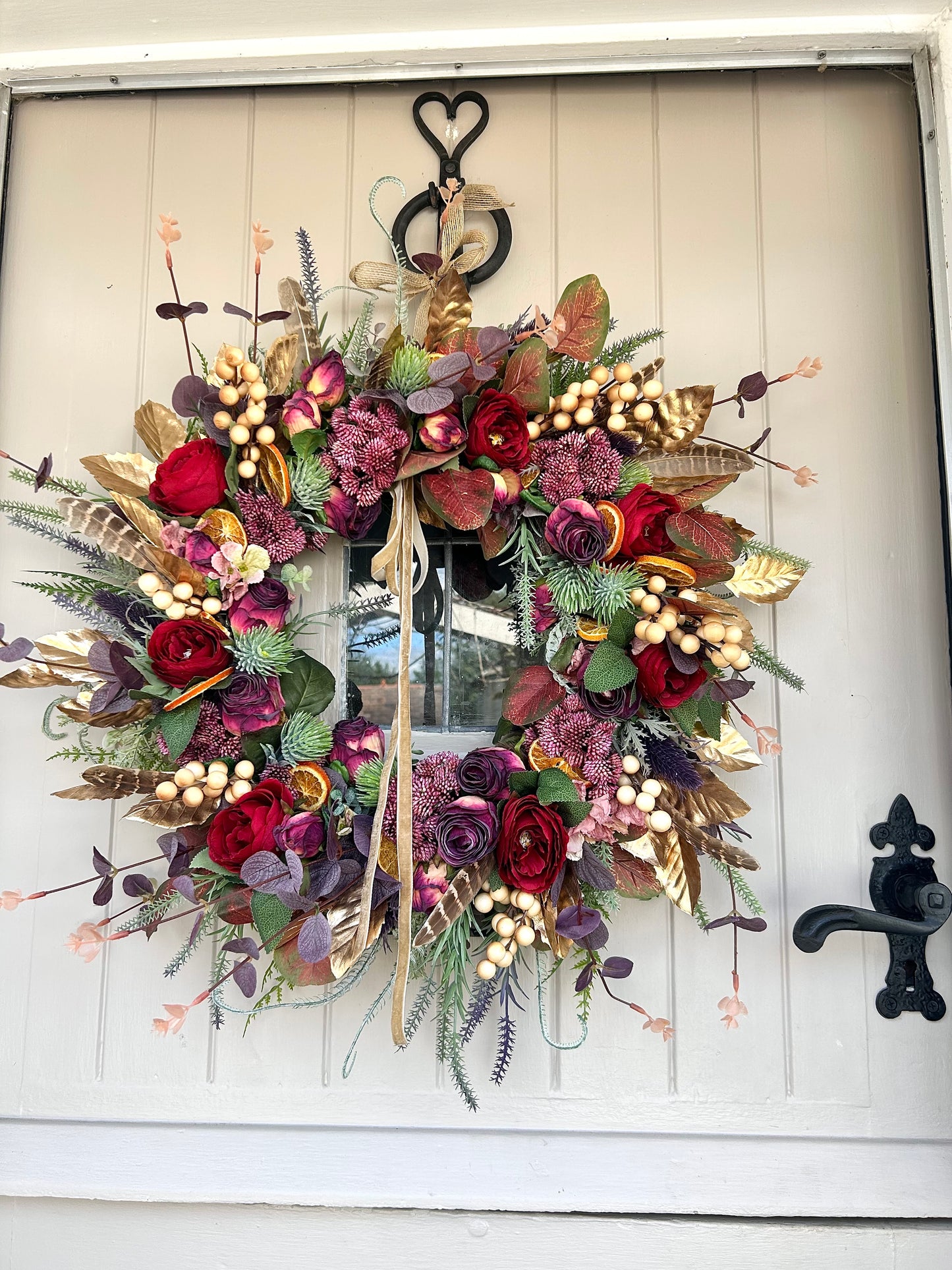 “LADY DARCY” artificial autumn and winter wreath (FREE P&P)