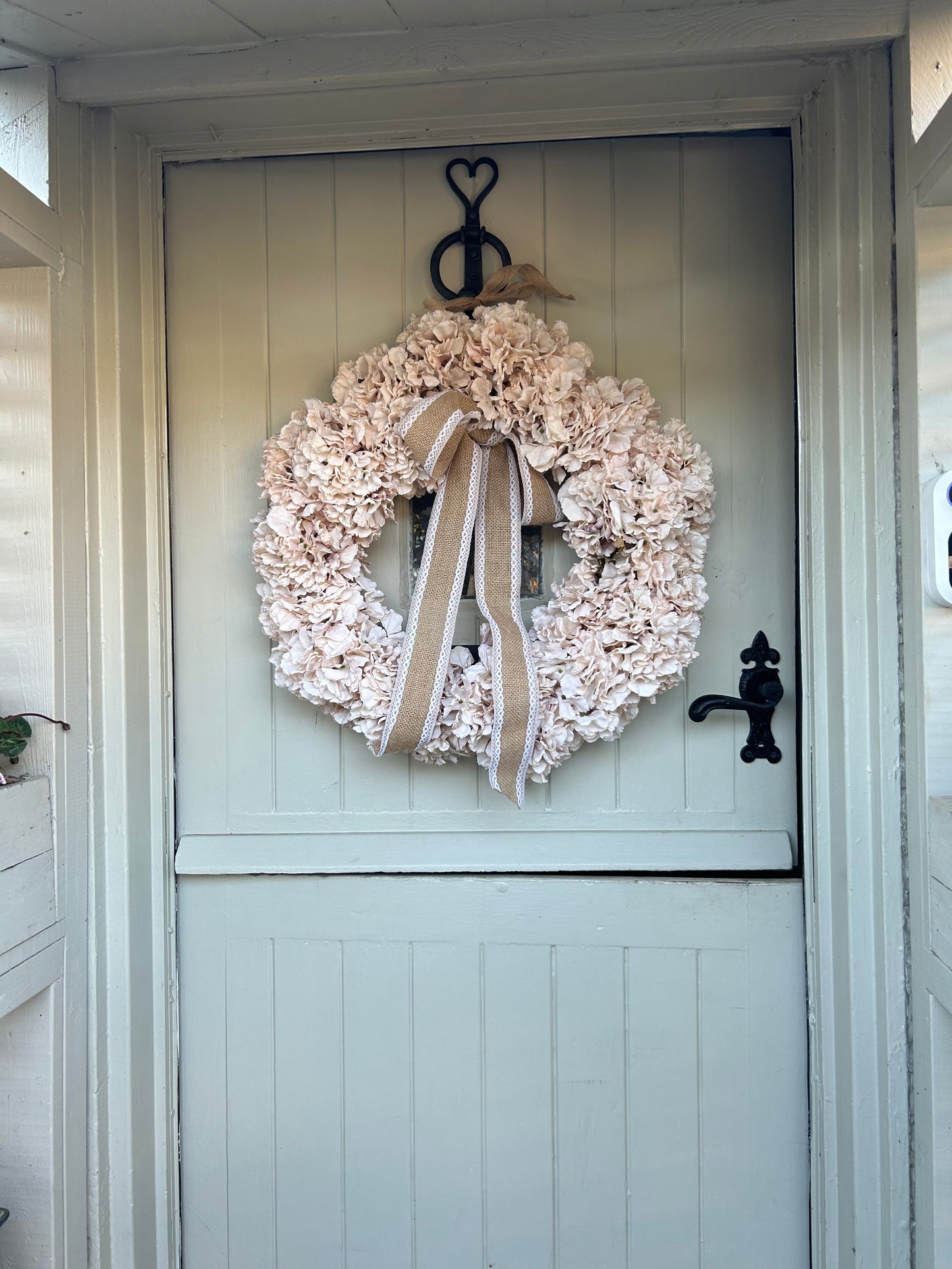 Rustic dry touch hyrange faux wreath