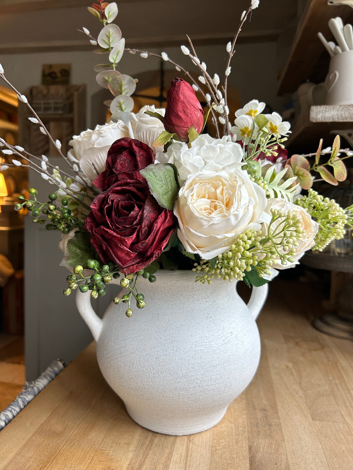 Winter bouquet inc vase & free P&P