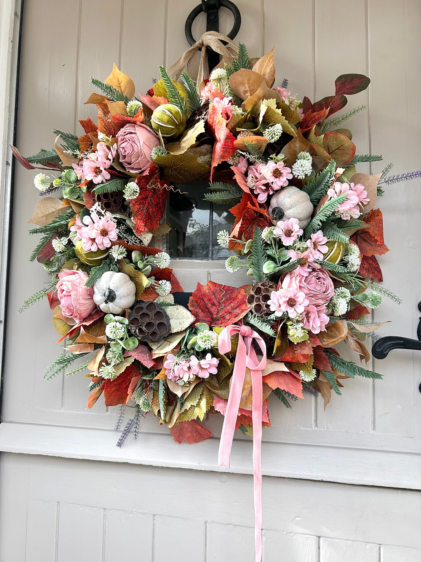 “BLUSHING AUTUMN” artificial wreath (FREE P&P)