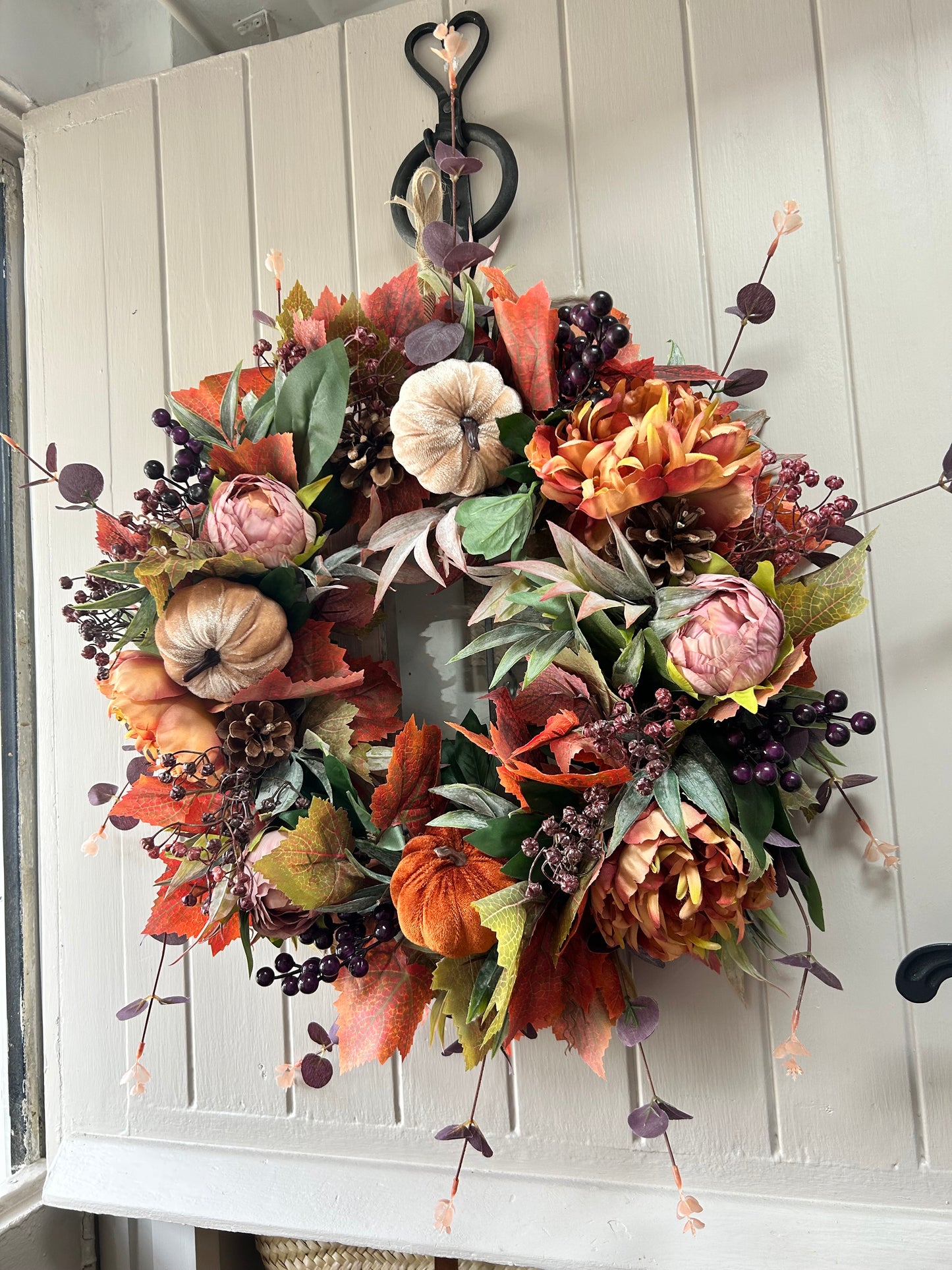 “PUMPKIN SPICE” artificial autumn wreath (FREE P&P)