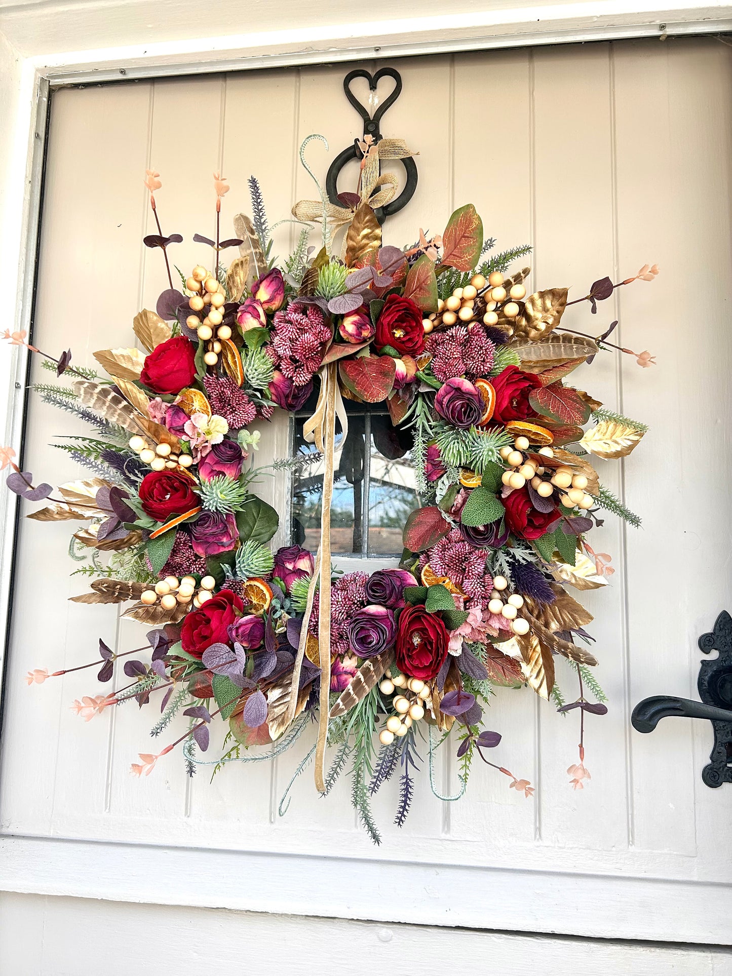 “LADY DARCY” artificial autumn and winter wreath (FREE P&P)