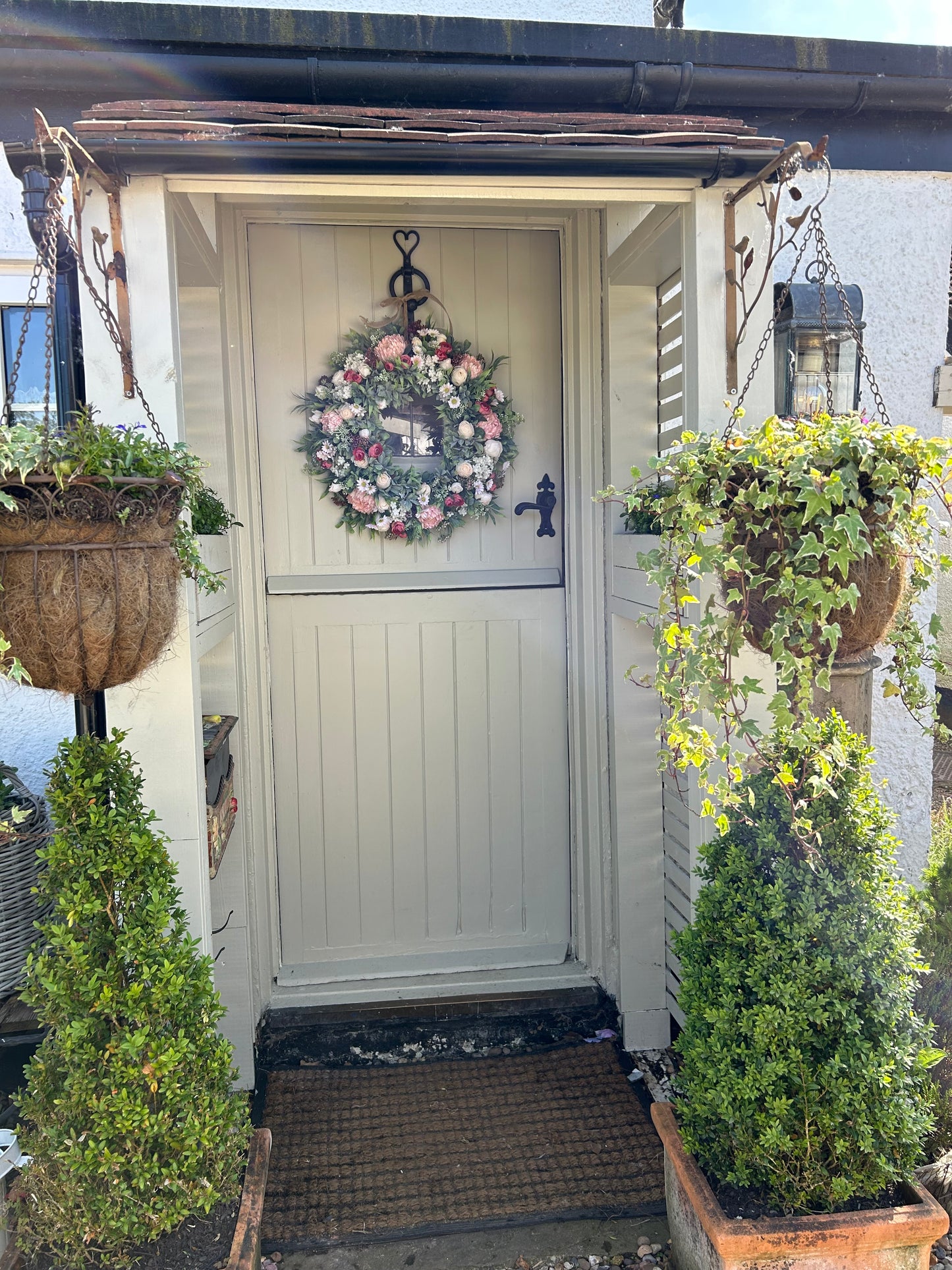 Strawberry’s and cream summer artificial wreath (FREE P&P)