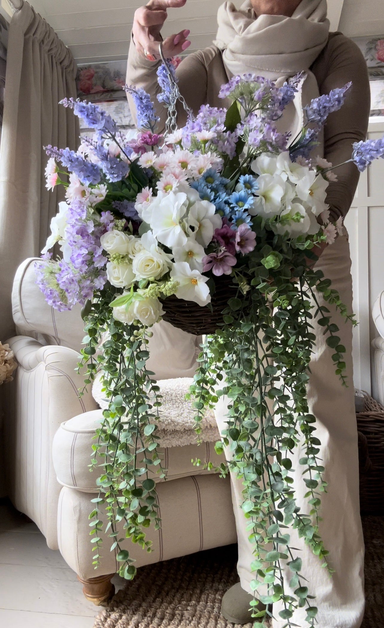 “ELLIE” Luxury artificial hanging basket (FREE P&P) low stock