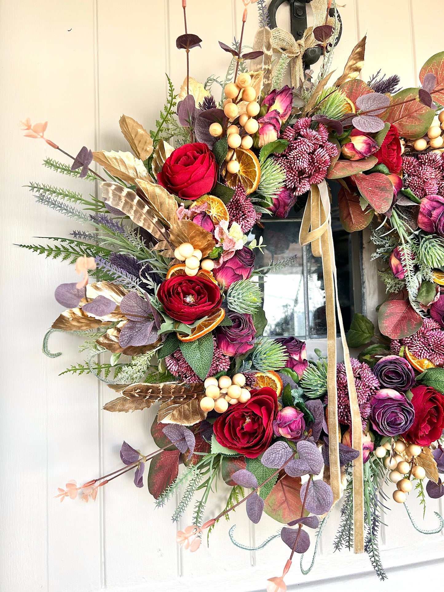 “LADY DARCY” artificial autumn and winter wreath (FREE P&P)