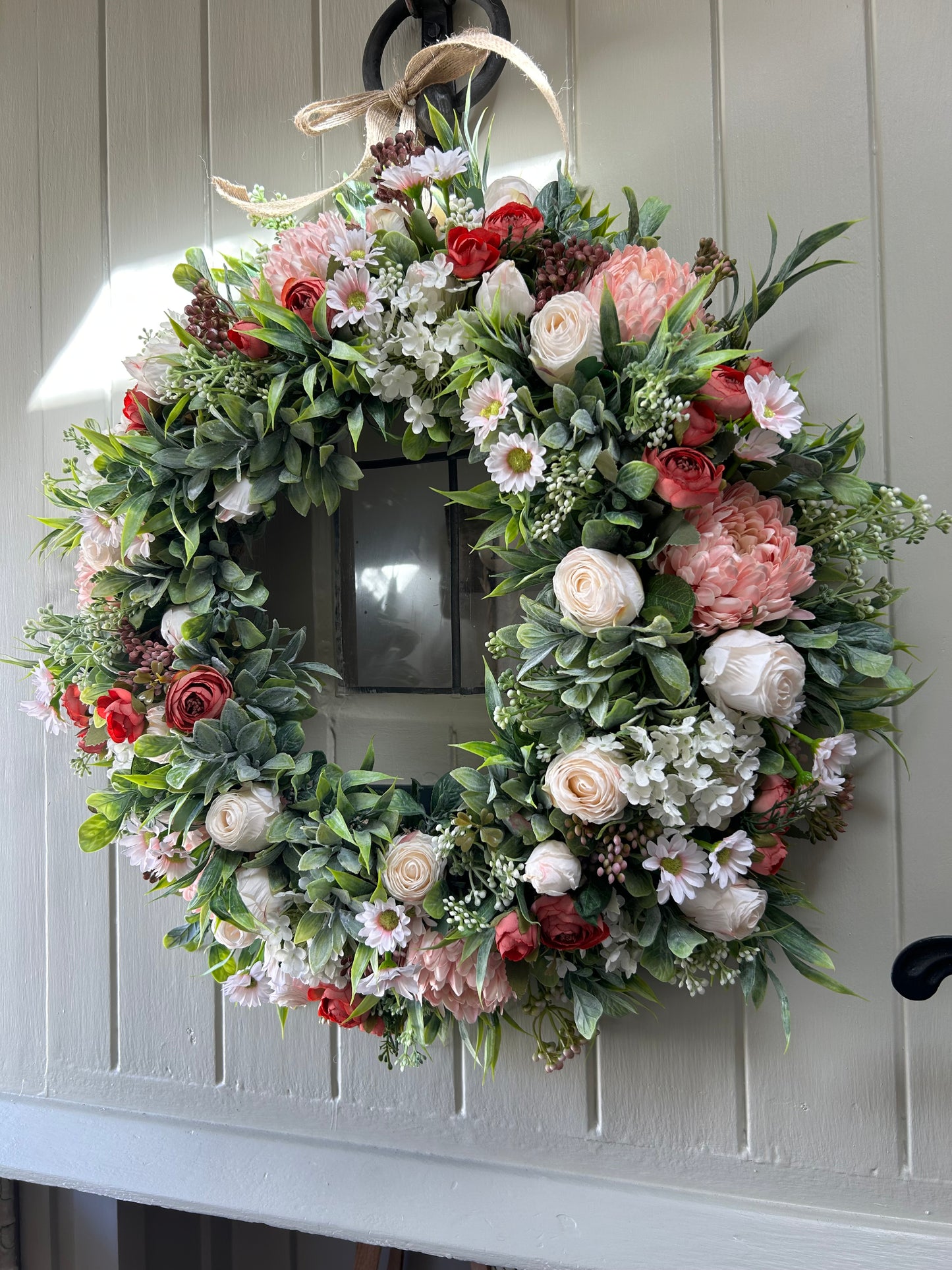 Strawberry’s and cream summer artificial wreath (FREE P&P)