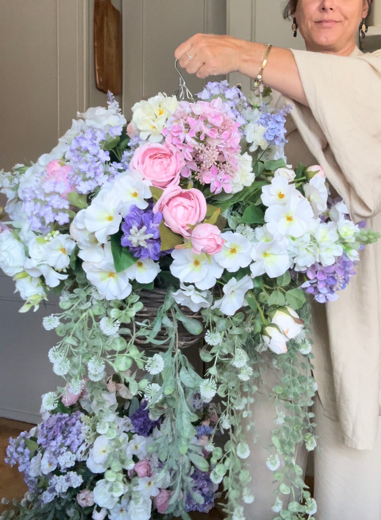 “FULL BLOOM ” Luxury artificial hanging basket (FREE P&P)