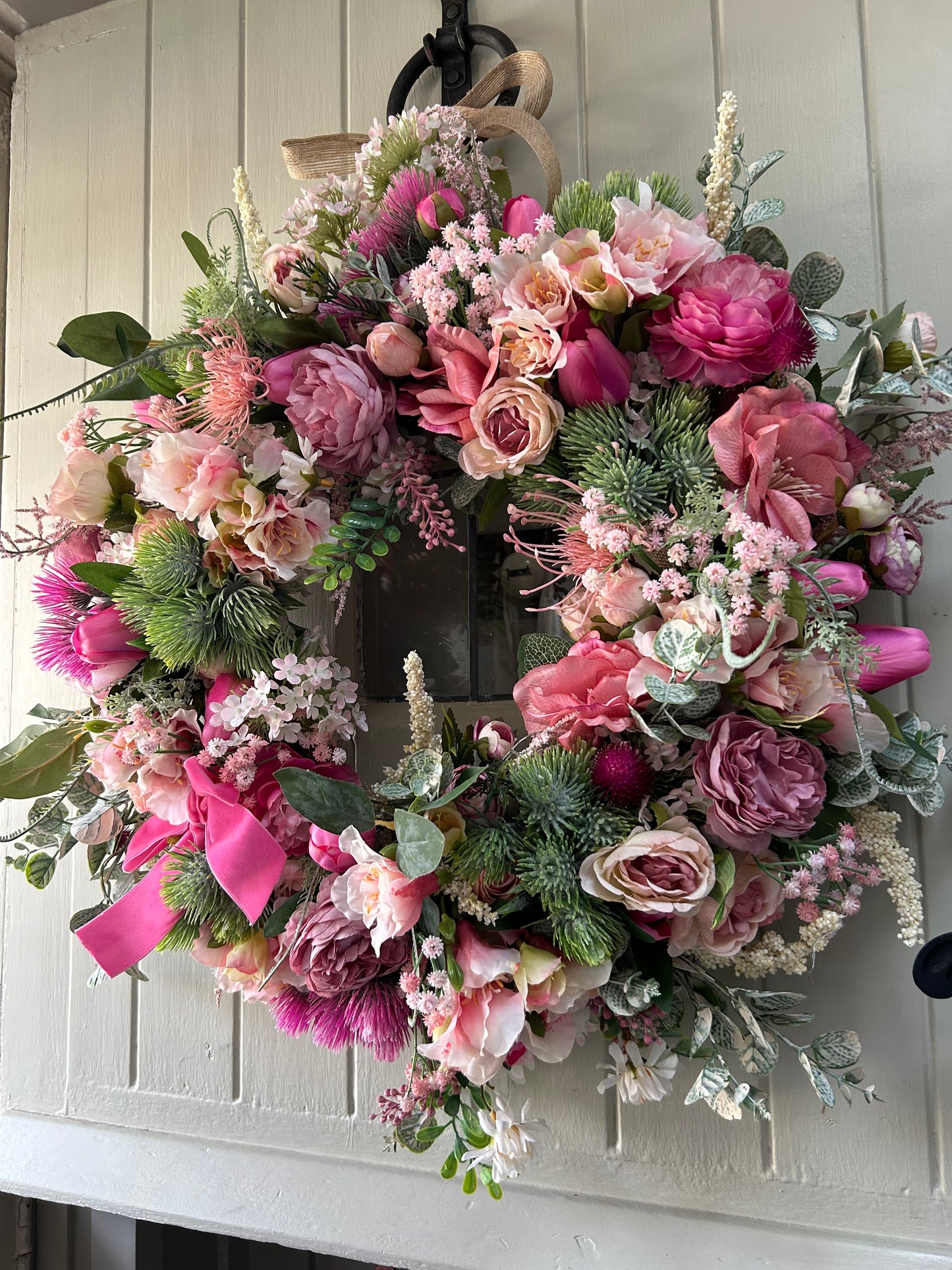 “All the pinks”new for 2025 faux wreath (FREE P&P
