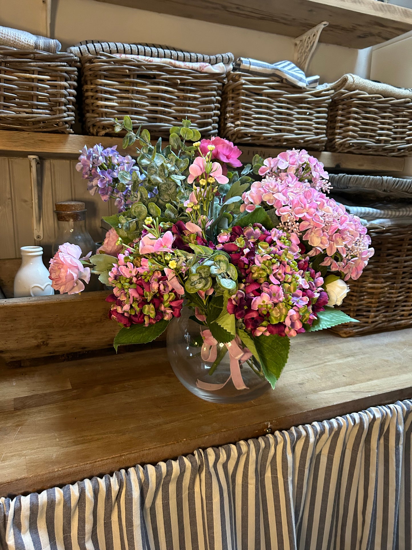 Spring summer bouquet with vase & free P&P