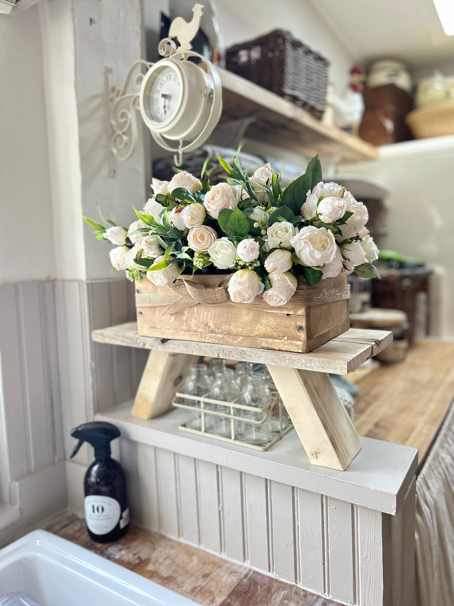 rustic dried rose (TROUGH FLOWER BOX) FREE P&P