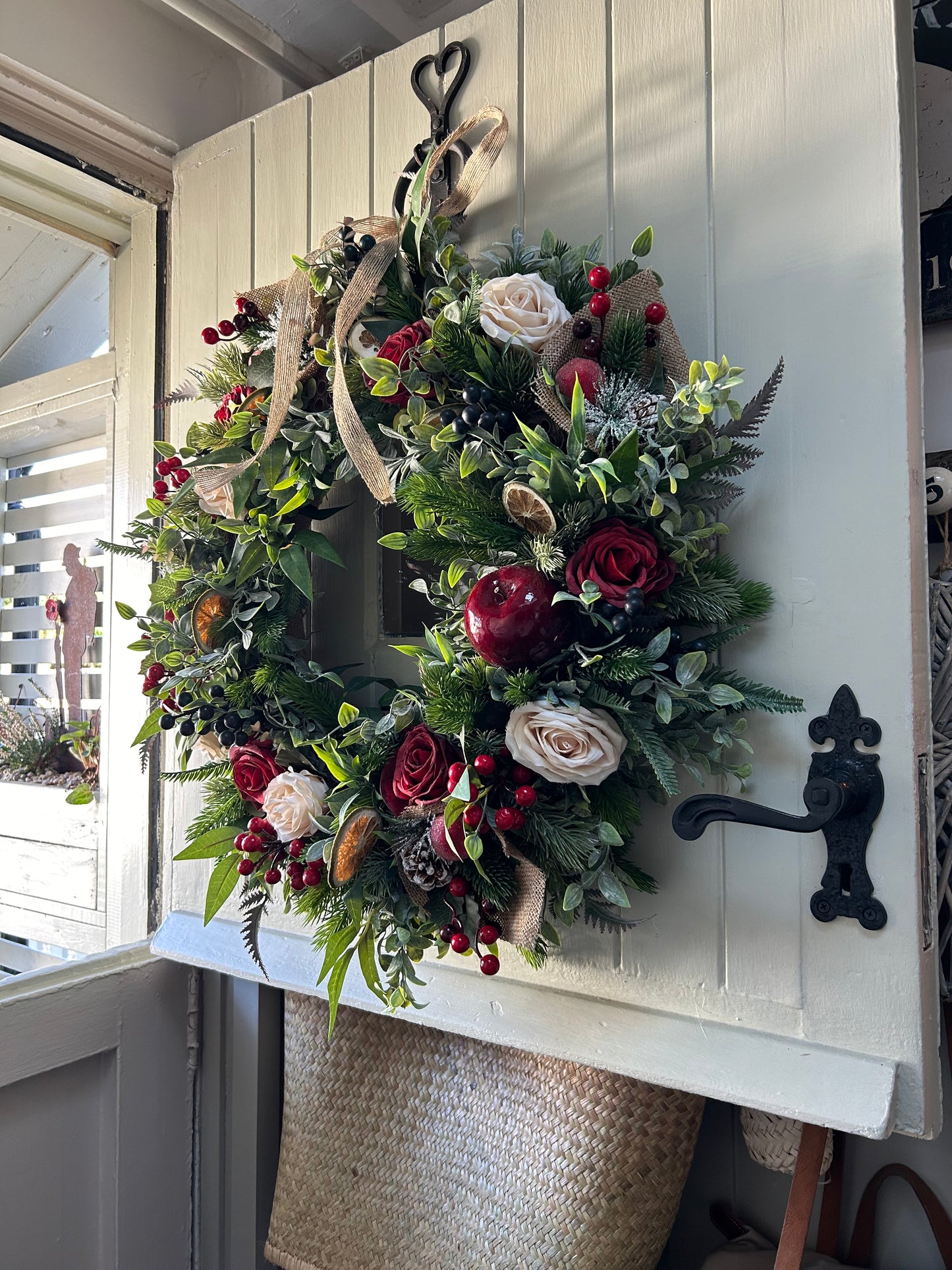 “LADY IN RED” Christmas wreath (FREE P&P)