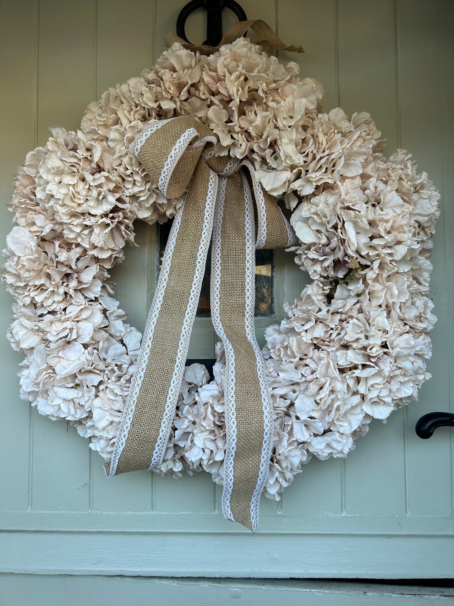 Rustic dry touch hyrange faux wreath