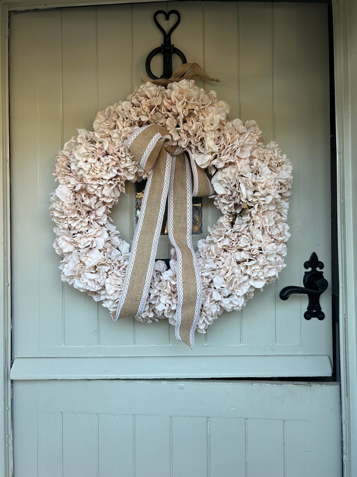 Rustic dry touch hyrange faux wreath