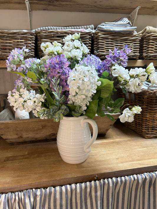Rustic l Spring summer bouquet with jug vase & free P&P