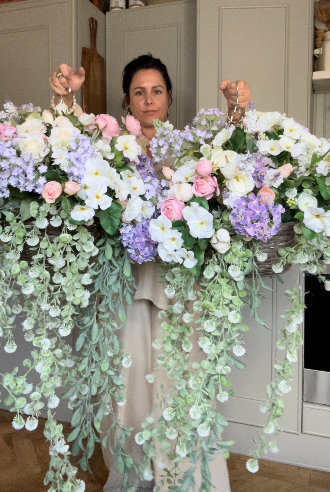 “FULL BLOOM ” Luxury artificial hanging basket (FREE P&P)