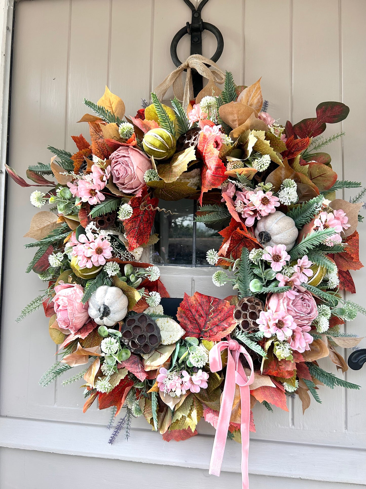 “BLUSHING AUTUMN” artificial wreath (FREE P&P)