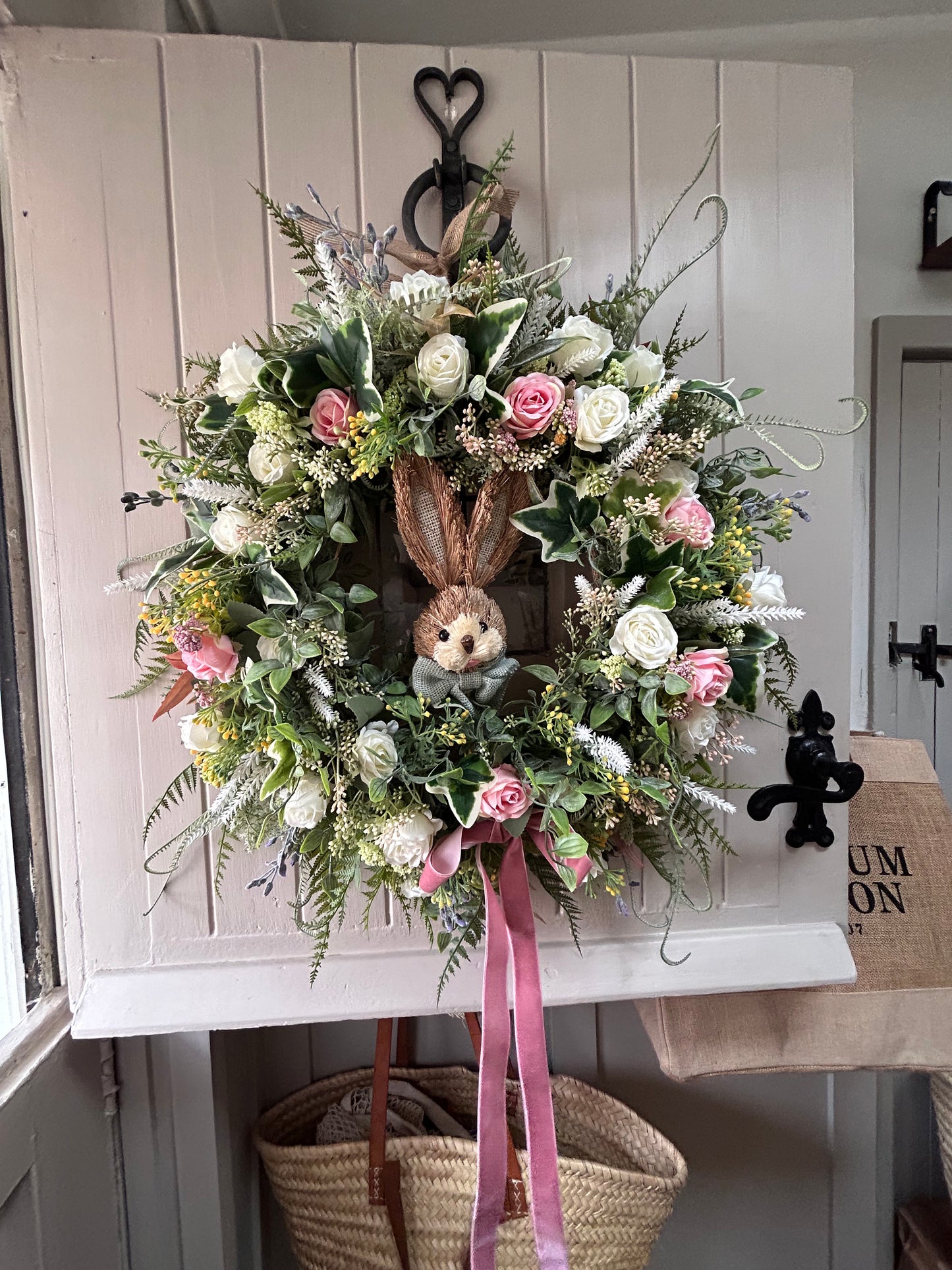 “BUNNY” natural faux wreath (FREE P&P (limited stock)delivery late Jan-feb