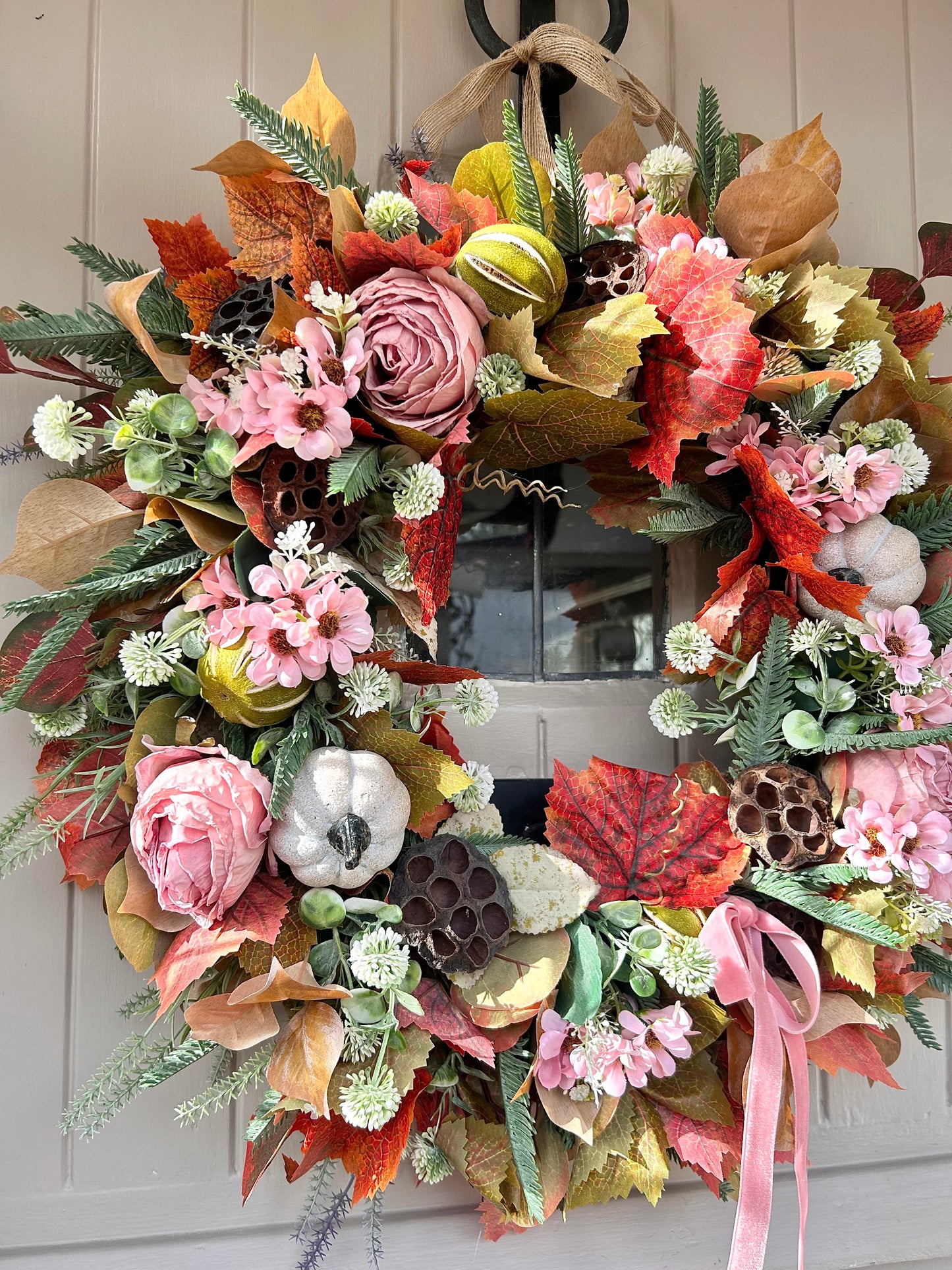 “BLUSHING AUTUMN” artificial wreath (FREE P&P)