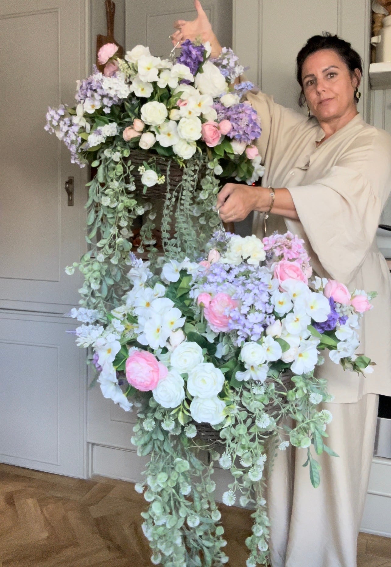 “FULL BLOOM ” Luxury artificial hanging basket (FREE P&P)