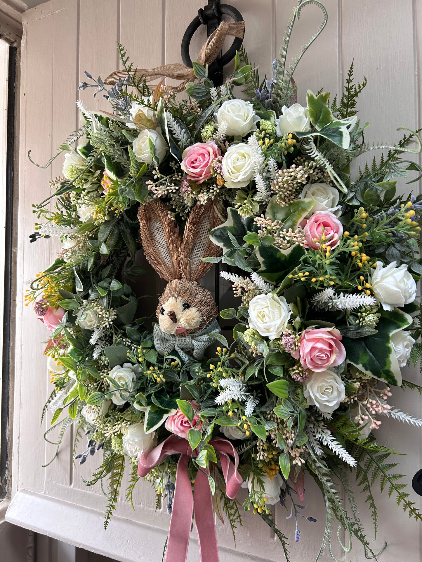 “BUNNY” natural faux wreath (FREE P&P (limited stock)delivery late Jan-feb
