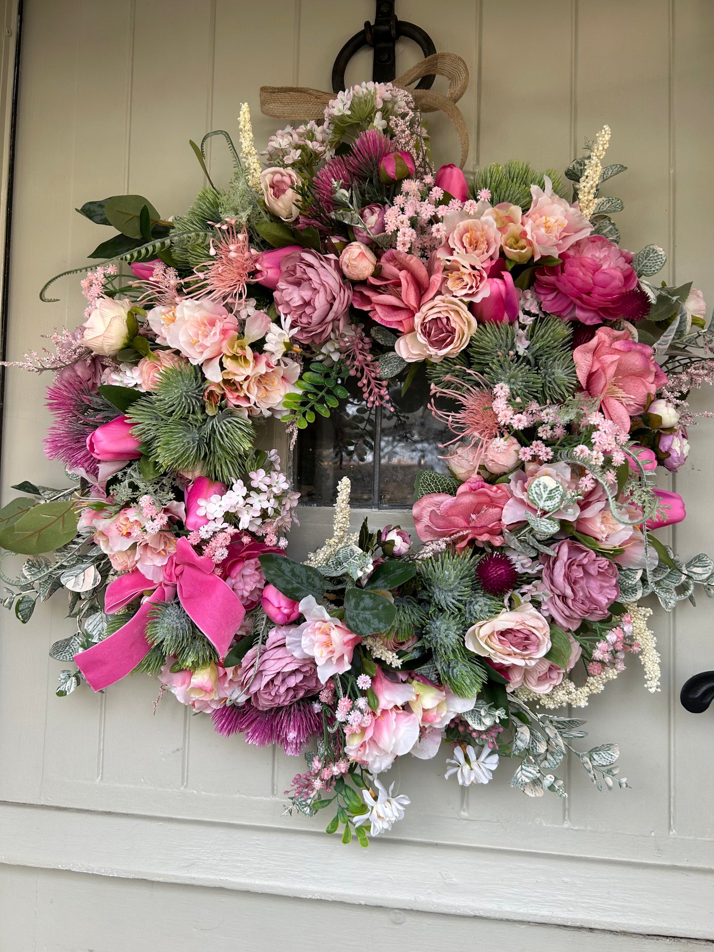 “All the pinks”new for 2025 faux wreath (FREE P&P