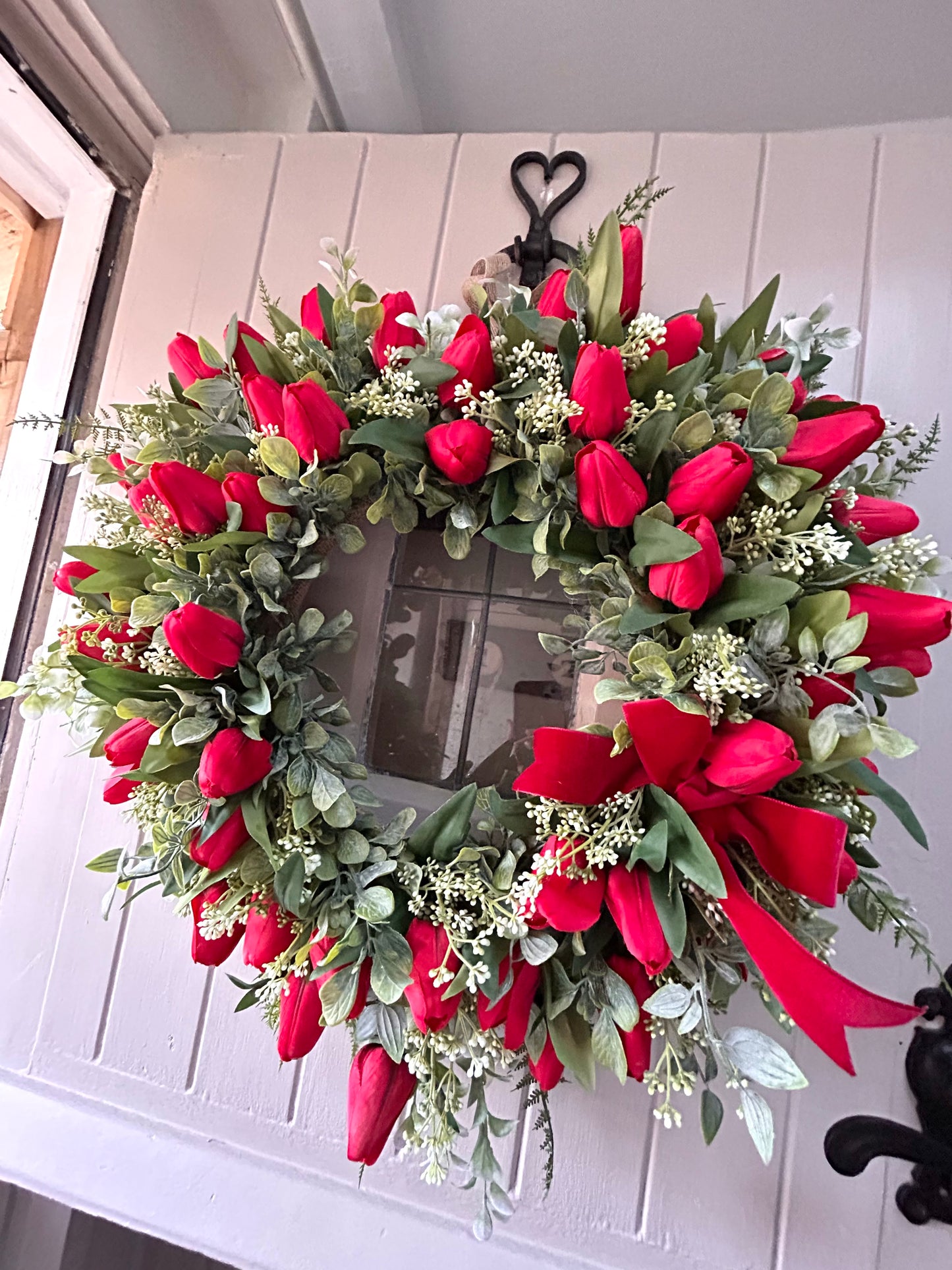 “GRACIE” red faux wreath (FREE P&P