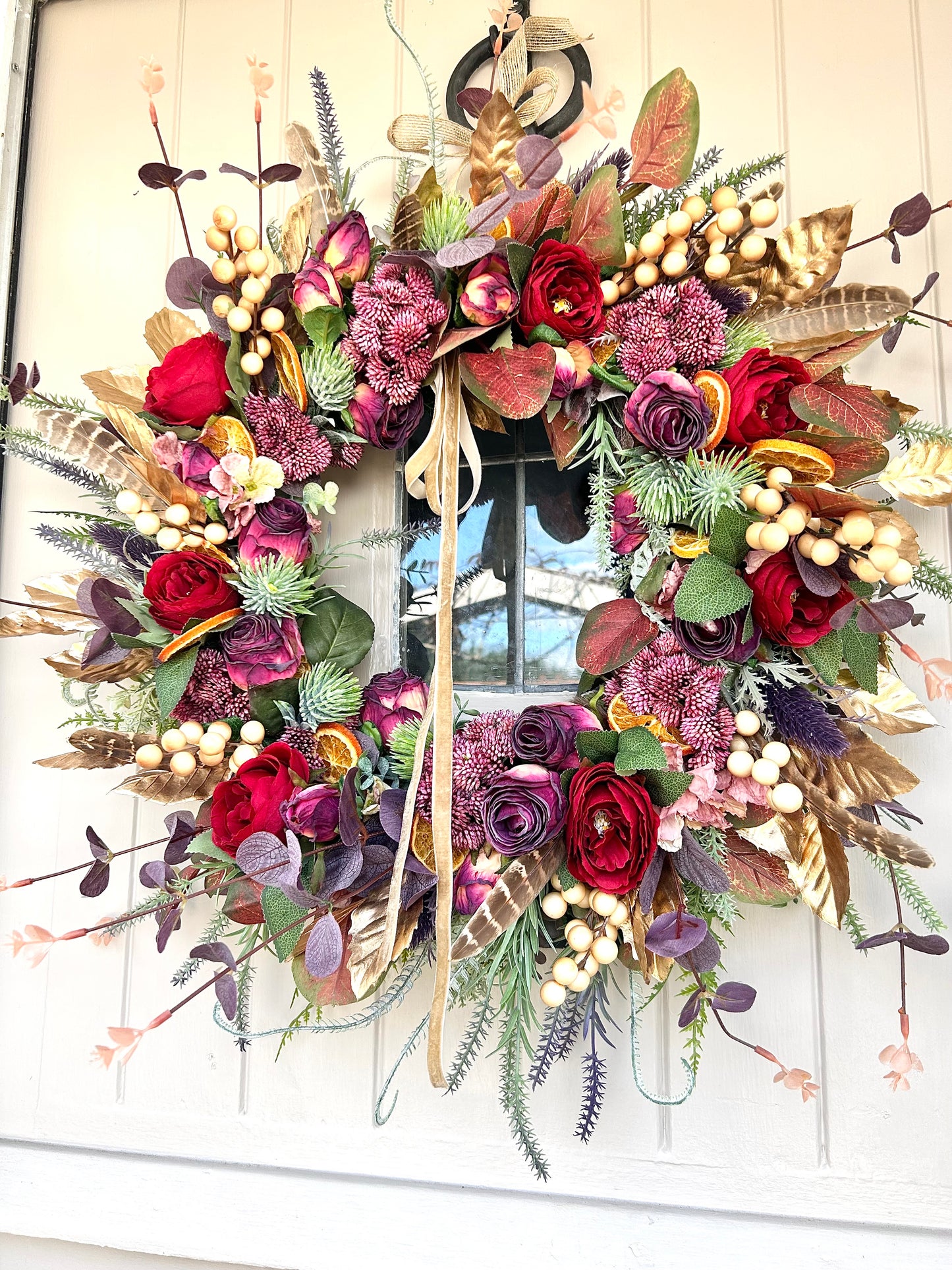 “LADY DARCY” artificial autumn and winter wreath (FREE P&P)