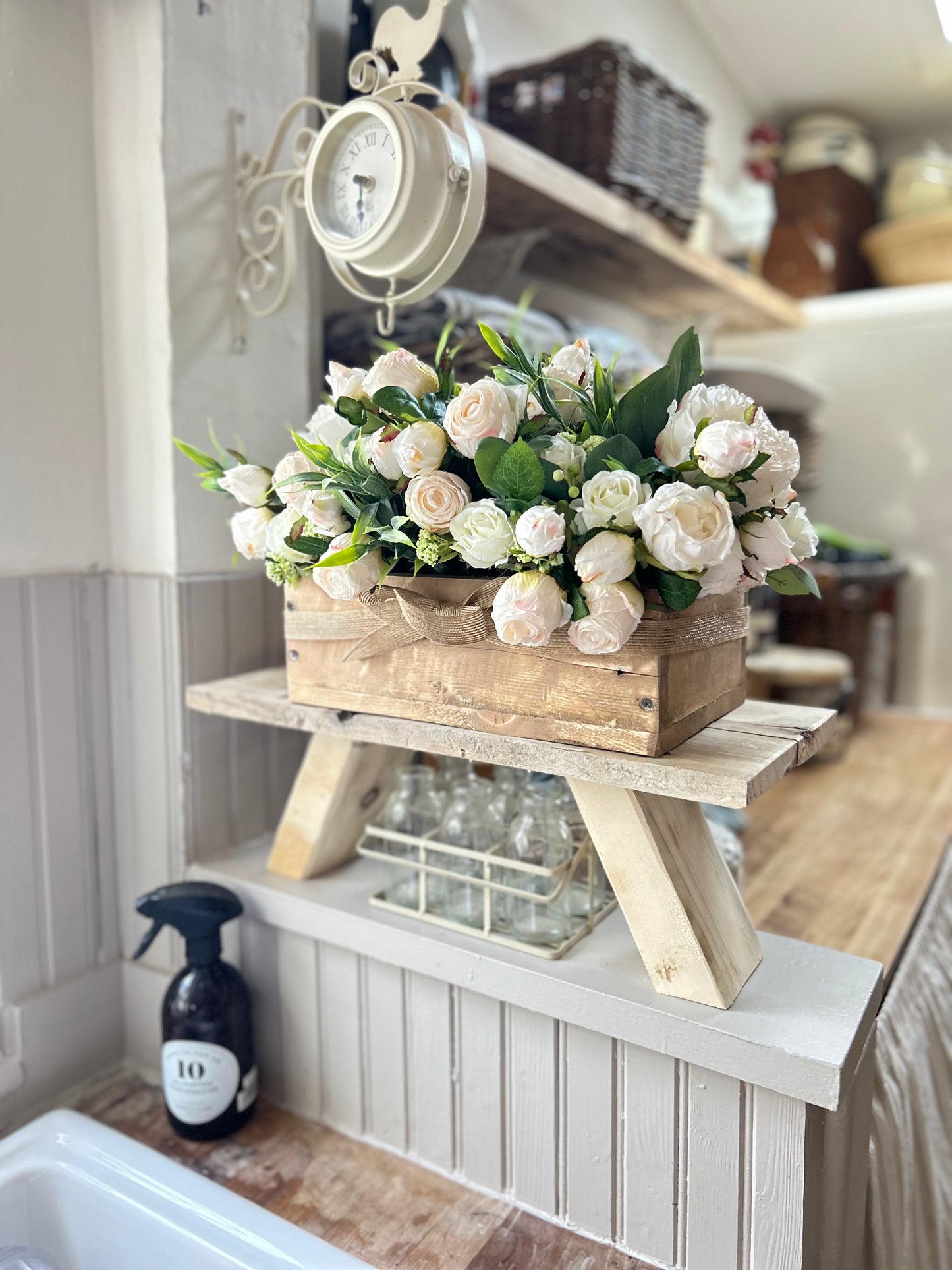 rustic dried rose (TROUGH FLOWER BOX) FREE P&P