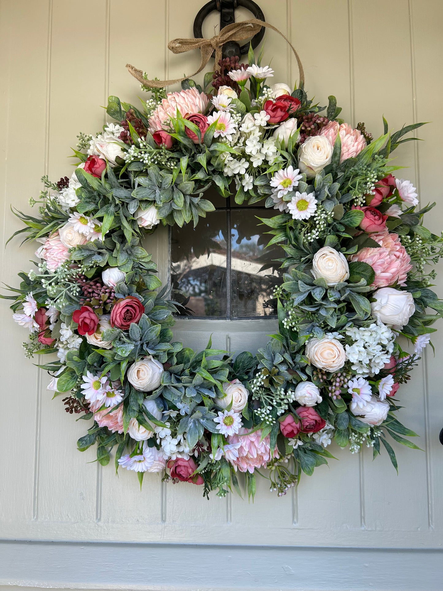 Strawberry’s and cream summer artificial wreath (FREE P&P)