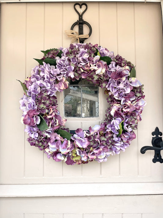 “PATSY” plum hydrangea artificial wreath (FREE P&P)