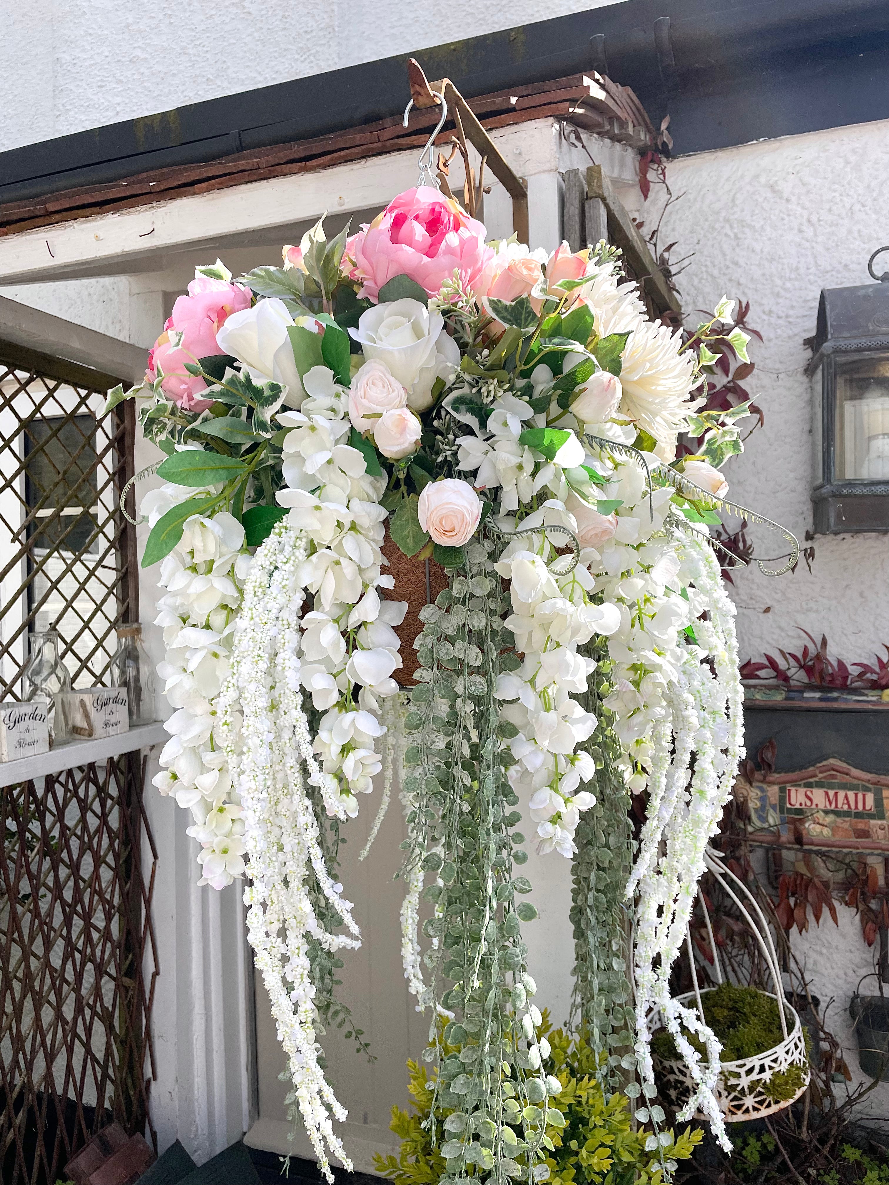 Large luxury faux hanging basket FREE P P
