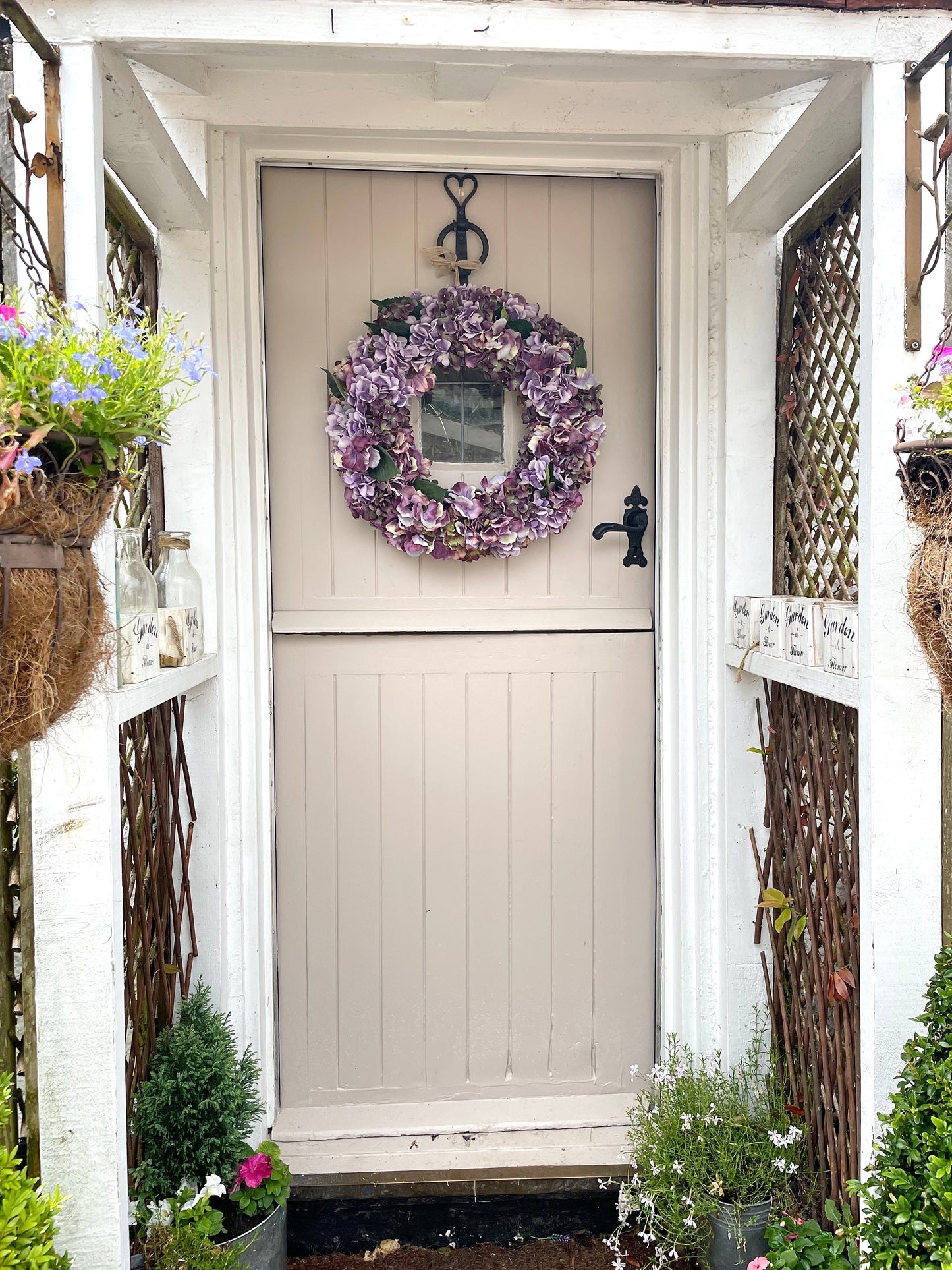 “PATSY” plum hydrangea artificial wreath (FREE P&P)