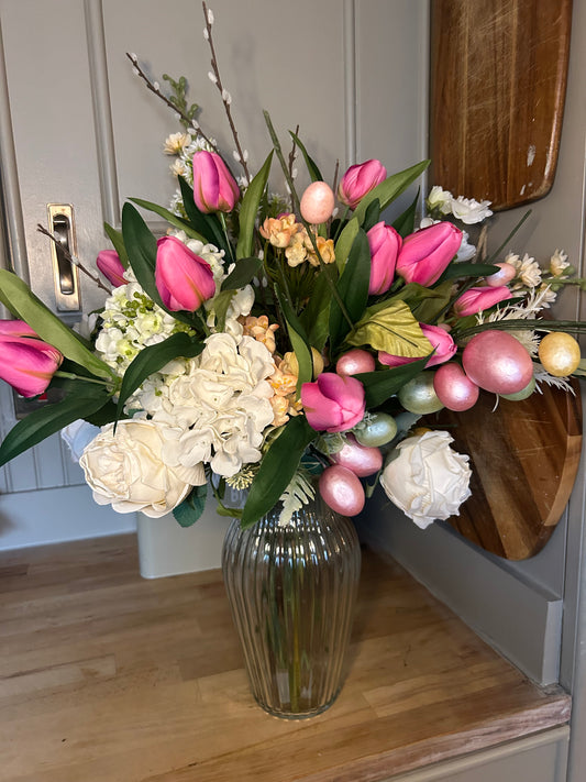 Spring easter bouquet with vase & free P&P