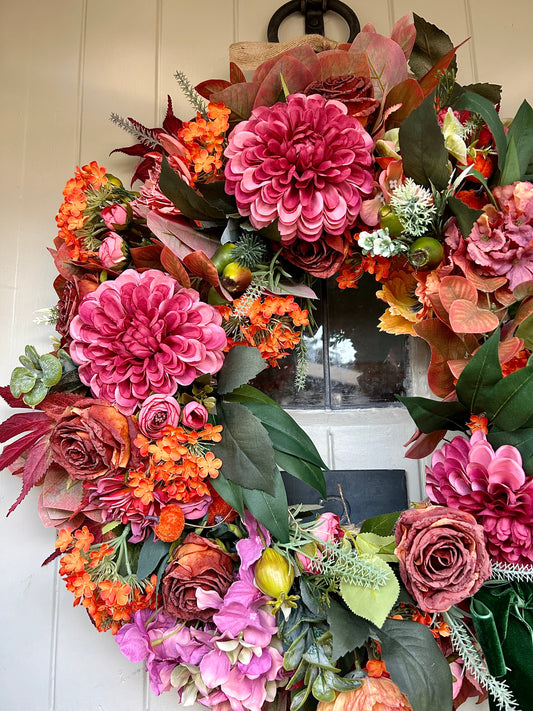Autumn blush Winter artificial wreath (FREE P&P)