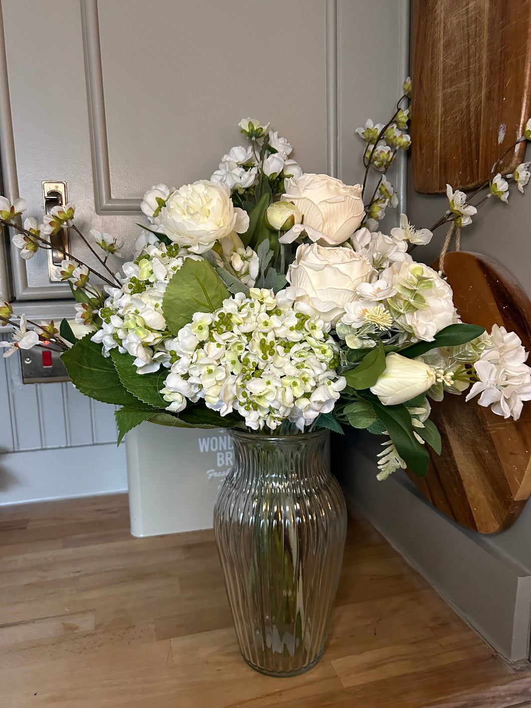 Spring summer bouquet with vase & free P&P