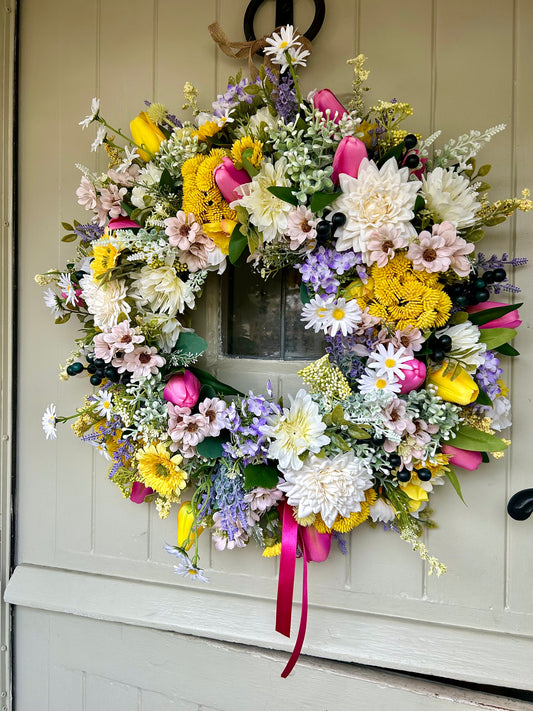 “TULIP BED” faux wreath (FREE P&P