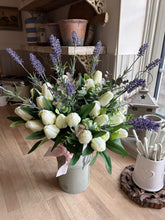 Load image into Gallery viewer, White tulip and lavender bouquet (only) free P&amp;P
