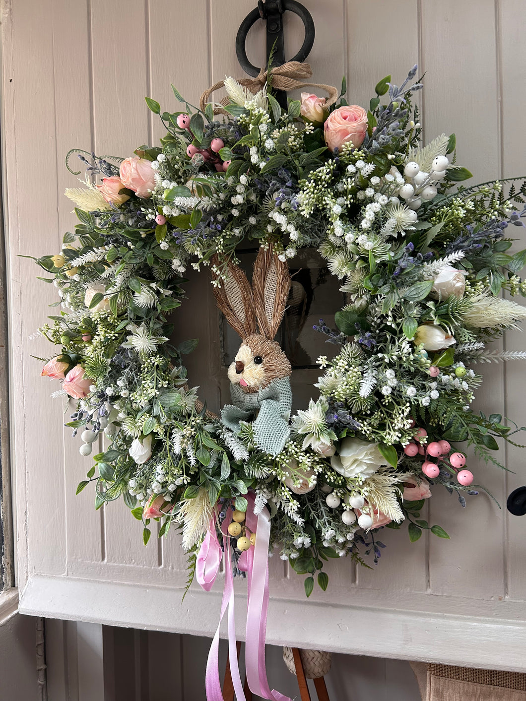 “BUNNY” natural faux wreath (FREE P&P (limited stock )delivery late Jan-feb