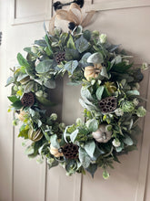 Load image into Gallery viewer, “GLENDA” autumn greens artificial wreath (FREE P&amp;P)
