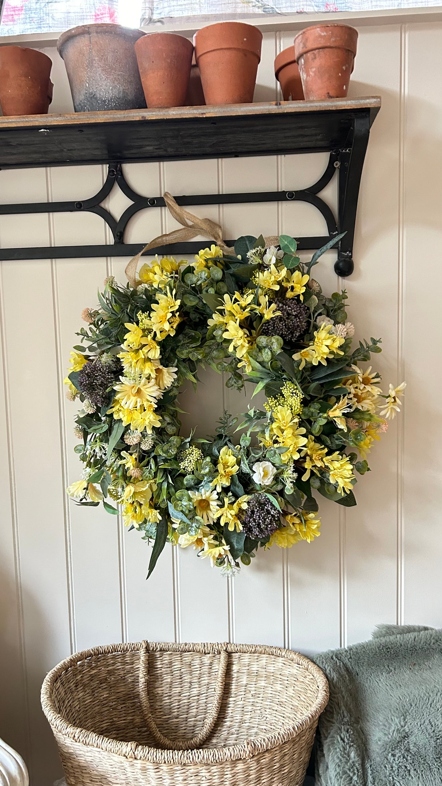 Spring yellow artificial wreath (FREE P&P)